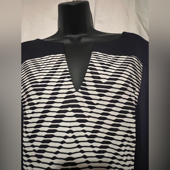 Connected Apparel Geometric Midi Dress Blk/Wht Zig Zag Women's Sz 14 - Picture 2 of 5